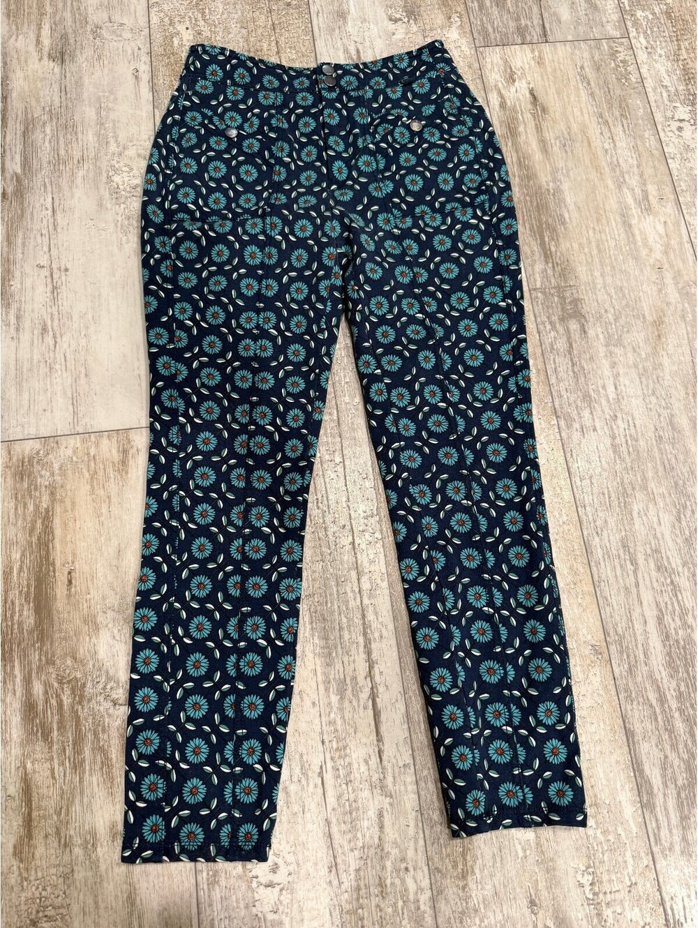 Maeve Anthropologie Womens 2 Floral Pants Blue Skinny Ankle Boho